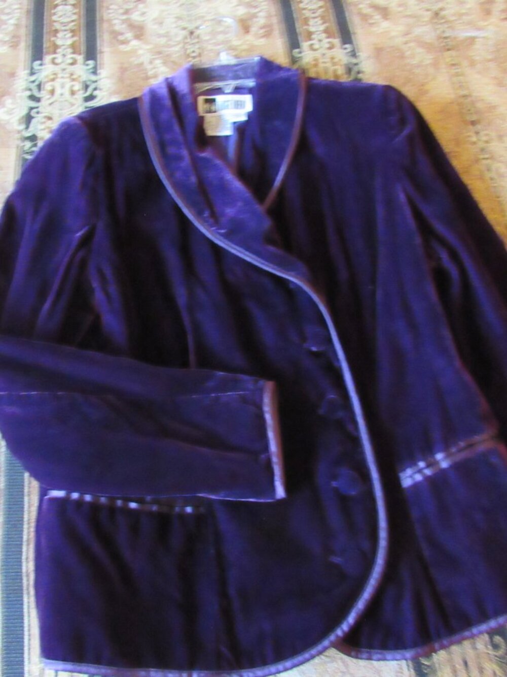 Y2K Purple Velvet Satin Trim Blazer Lined Together Spiegel 10 M Vtg